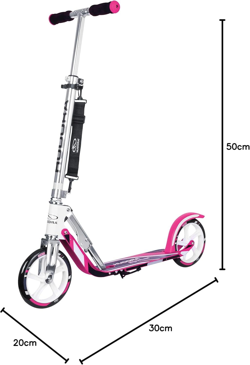 Cityroller mit großen Rädern – Klappbarer Aluminium Scooter mit höhenverstellbarem Lenker und Ständer, geeignet für Kinder und Erwachsene bis ca. 100 kg