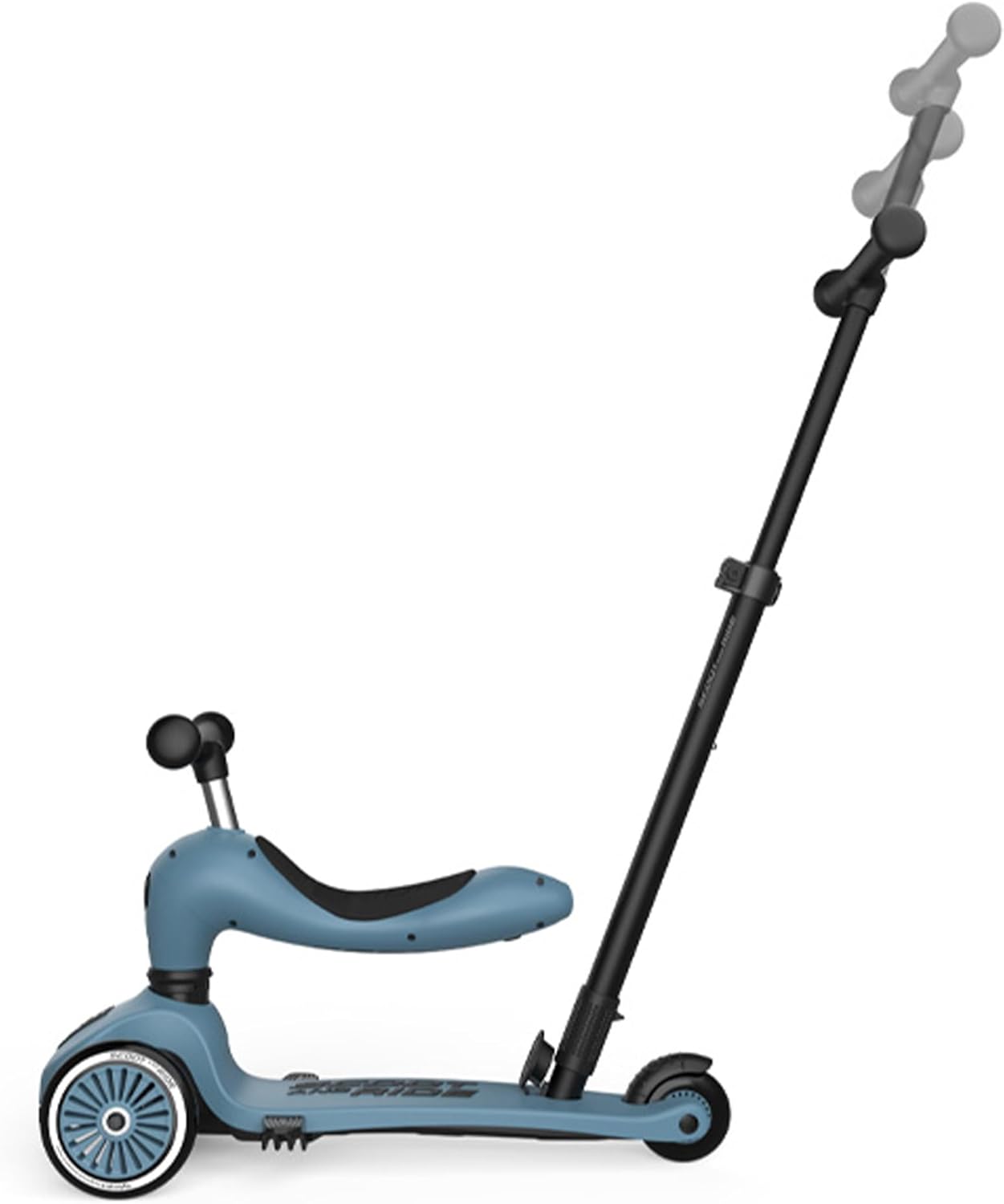 2-in-1 Kinderroller mit Sitz und Schiebestange – Mitwachsendes Kickboard/Laufrad, höhenverstellbar und werkzeuglos anpassbar, geeignet ab ca. 1–2 Jahren
