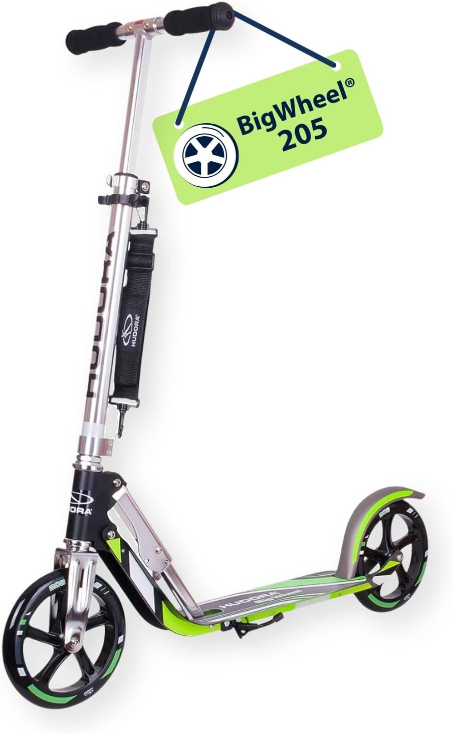 Cityroller mit großen Rädern – Höhenverstellbarer und klappbarer Aluminium Scooter mit Ständer, geeignet für Kinder und Erwachsene bis ca. 100 kg