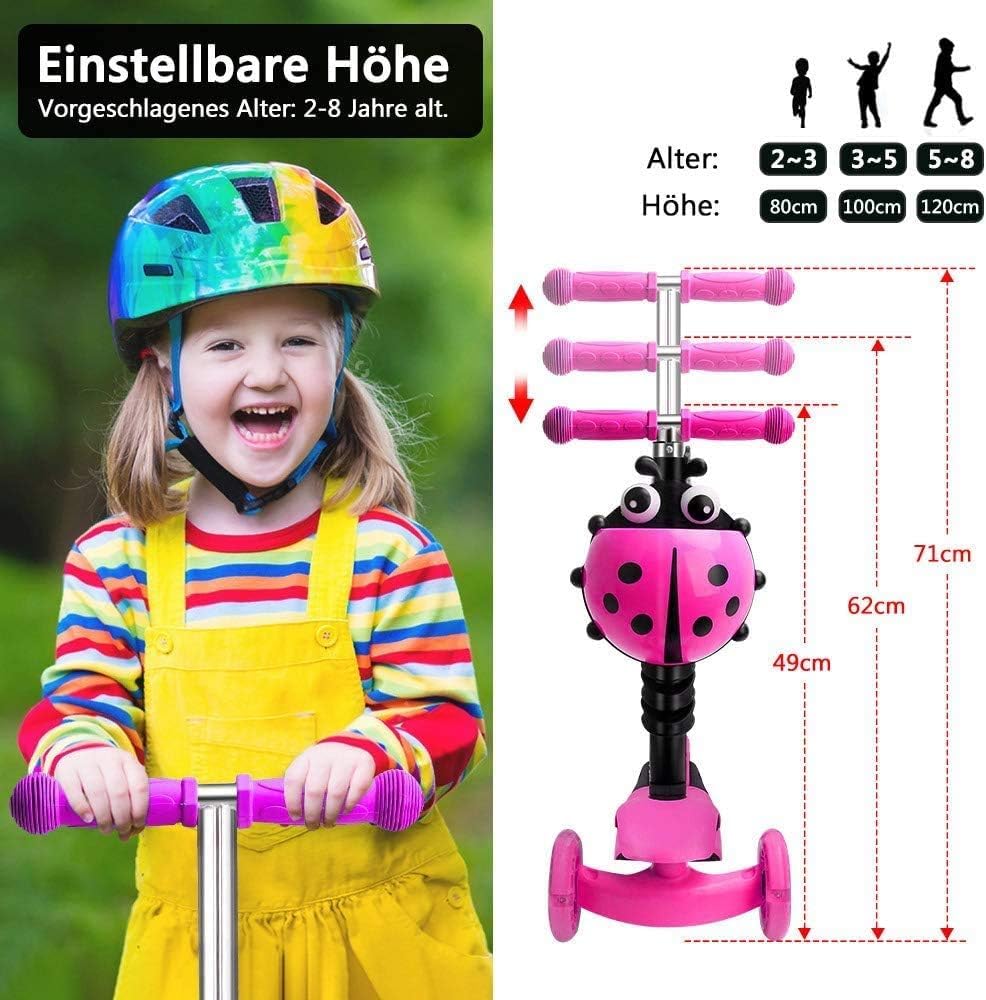 5-in-1 Kinderroller mit Sitz und Schiebestange – Mitwachsender Scooter mit Korb, Rückenlehne und höhenverstellbarem Lenker, geeignet ab ca. 2 Jahren